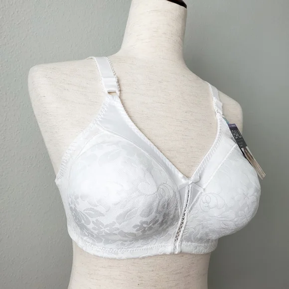 Bali NWT Spa Closure Wirefree White Bra With Floral Pattern, Size 36C - Picture 14 of 16